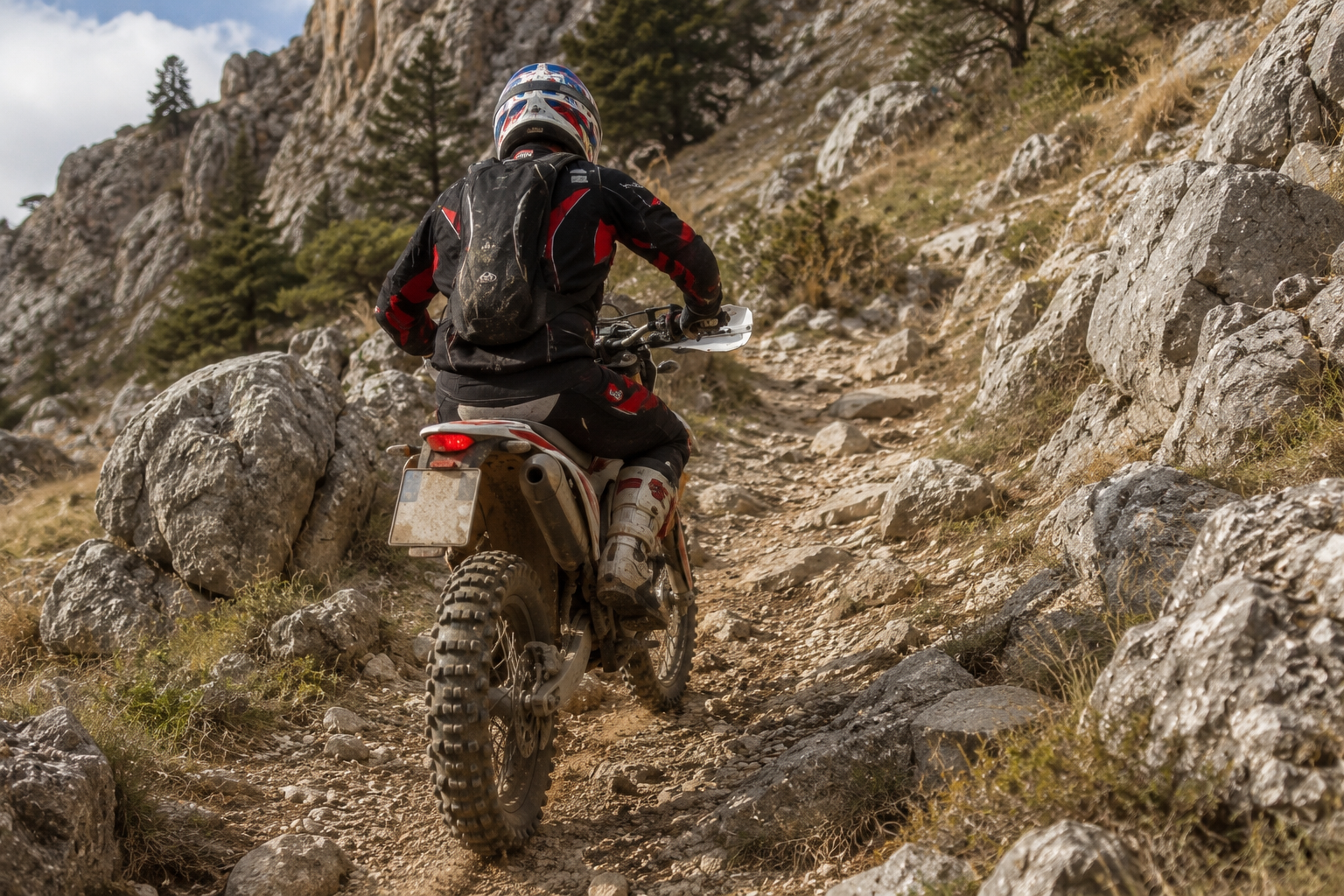 Enduro rider on mountain trail